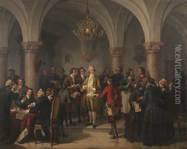 Das Grose Kolloquium Oil Painting - Johann Josef Geyer