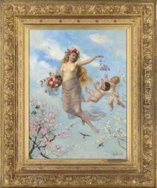 An Allegory Of Spring Oil Painting - Adolf Lins