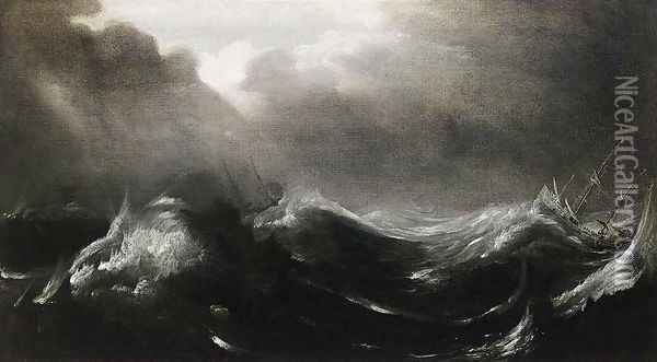 Shipping in Stormy Seas Oil Painting - Jan Porcellis