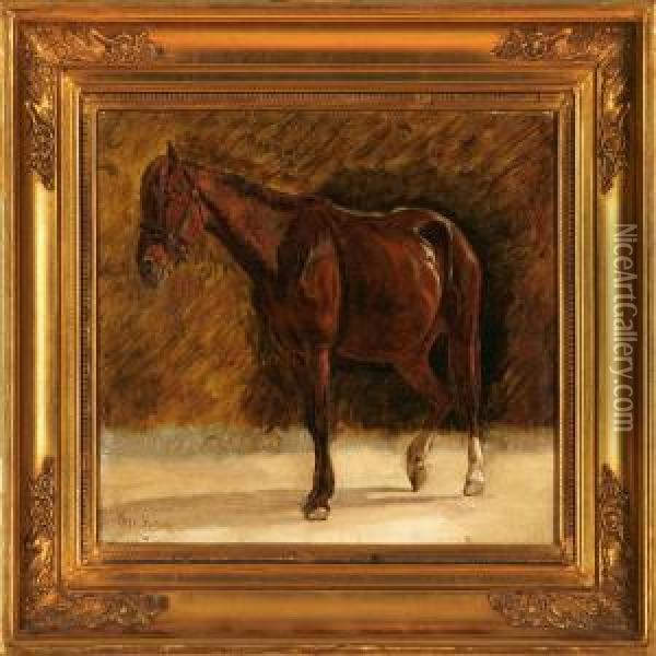 A Horse Oil Painting - Otto Haslund