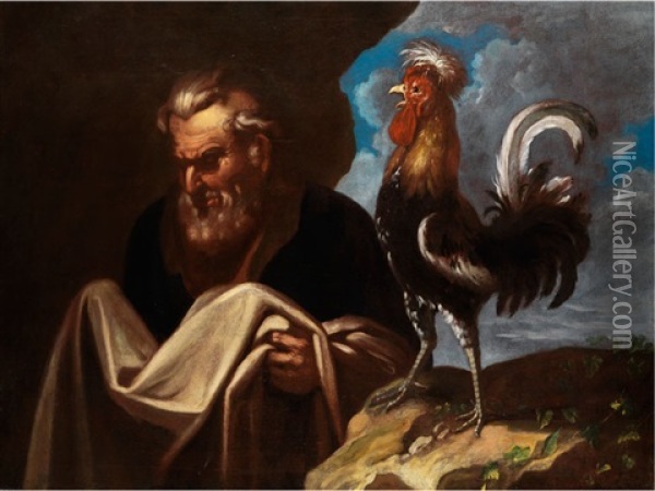 Der Heilige Petrus Mit Dem Hahn Oil Painting - Petr Brandl