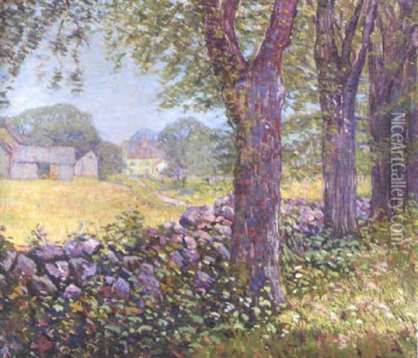 Landscape With Houses Oil Painting - John Franklin Stacey