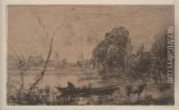 Ville D'avray: L'etang Au Batelier Oil Painting - Jean-Baptiste-Camille Corot