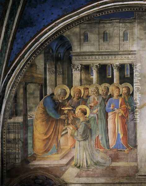 St Peter Consacrates Stephen as Deacon Oil Painting - Giotto Di Bondone