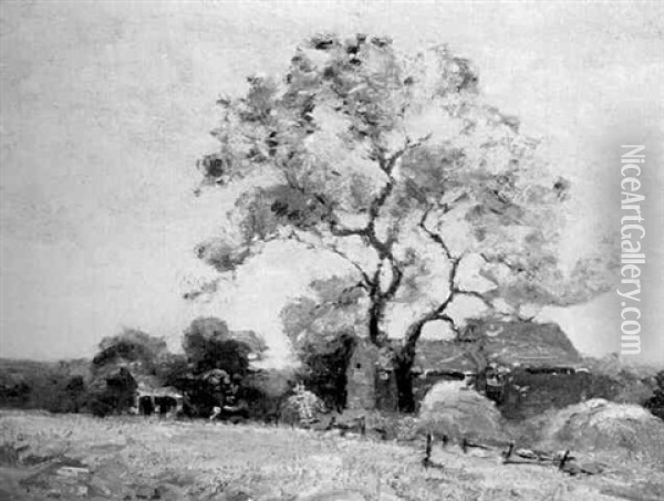 Red Barns Oil Painting - Frank Alfred Bicknell