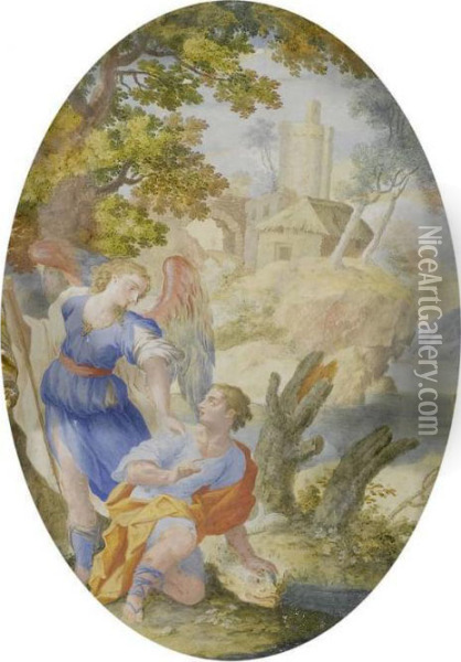 Tobias And The Angel Oil Painting - Vittorio Maria Bigari