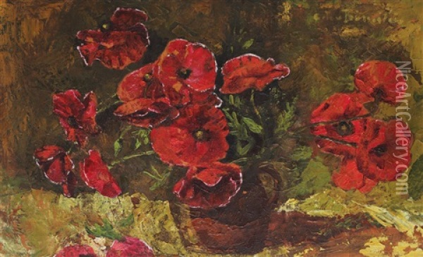 Poppies Oil Painting - Octav Bancila
