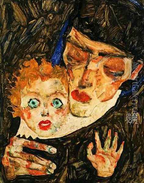 Mother and son Oil Painting - Egon Schiele