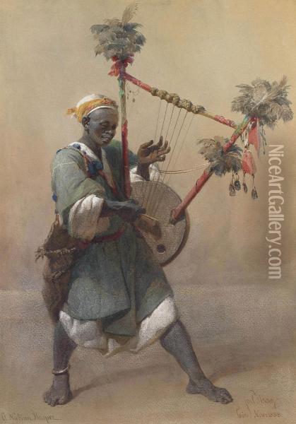 A Nubian Harper Oil Painting - Carl Haag