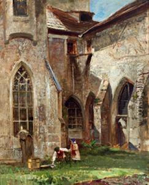 Fassade Der Neuberger Kirche In Der Steiermark 1868 Oil Painting - Emil Jakob Schindler