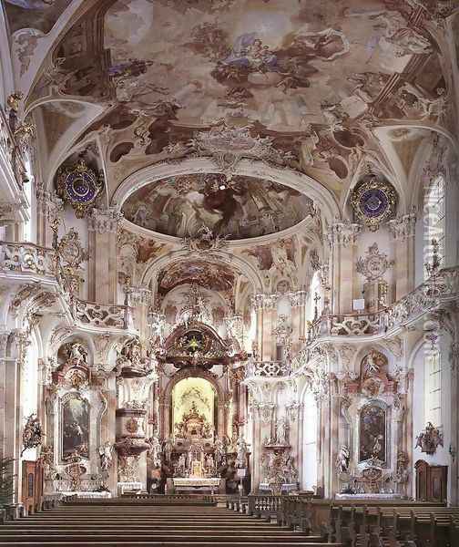 Interior with stucco decoration Oil Painting - Joseph Anton Feuchtmayr