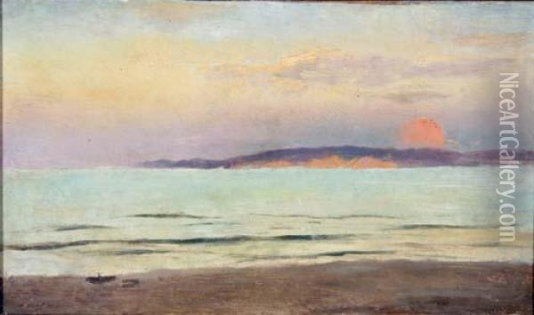 Sonnenaufgang Am Meer Oil Painting - Oskar Leu