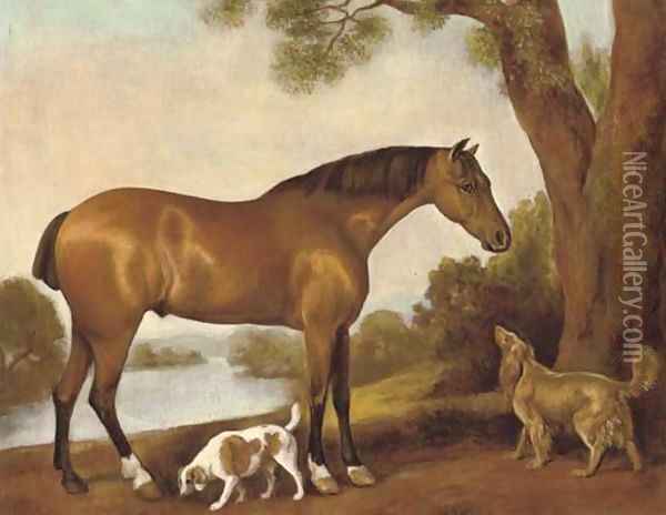 A hunter and hounds in an extensive landscape Oil Painting - George Townley Stubbs