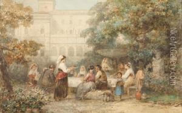 A Festive Banquet Oil Painting - Karel Frans Philippeau