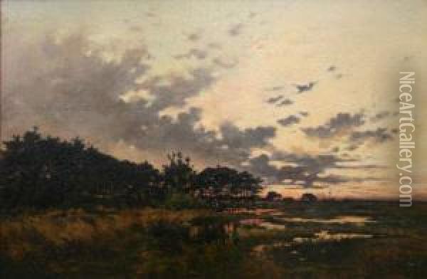 Le Marais. Oil Painting - Joseph Theodore Coosemans