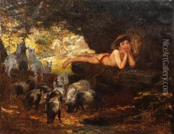 The Little Swine Herd Oil Painting - George Percy Jacomb-Hood