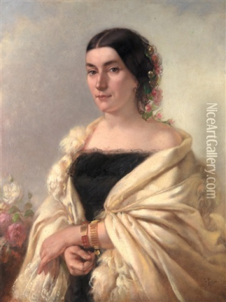 Retrato De Joven Con Rosas Oil Painting - Lorenzo Pericas Ferrer