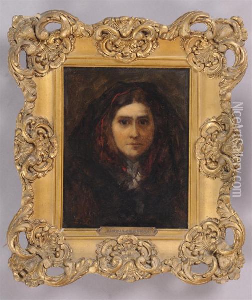 Portrait Of A Woman Oil Painting - Eastman Johnson