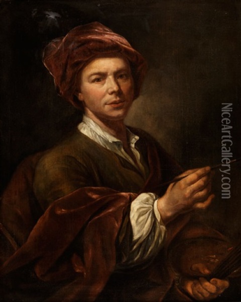Portrait Des Malers An Der Staffelei Oil Painting - Paolo Borroni