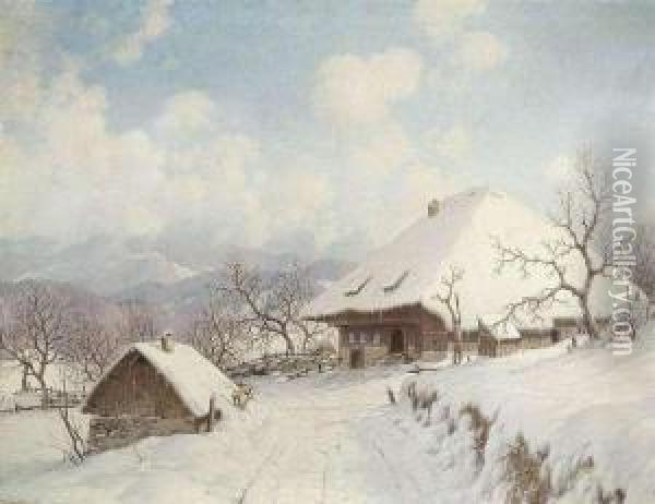 Winter In Theblack Forest Oil Painting - Karl Hauptmann