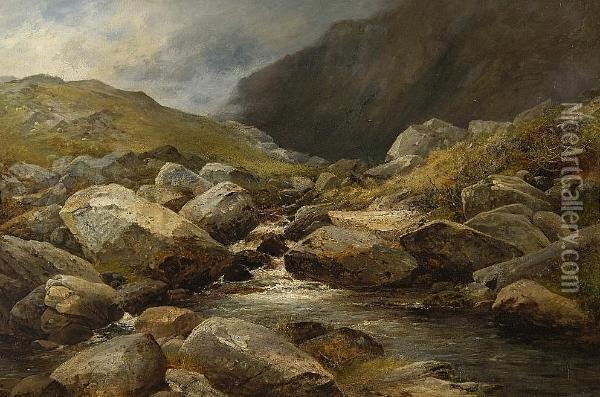 River Landscape Oil Painting - David Bates