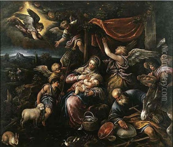 The Rest On The Flight Into Egypt Oil Painting - Francesco Bassano the Younger