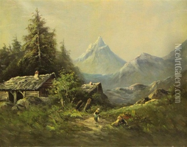 Hutte In Den Alpen Oil Painting - Karl Millner