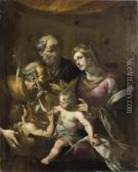 Sacra Famiglia Con San Giovannino E San Pietro Oil Painting - Giocchino Assereto