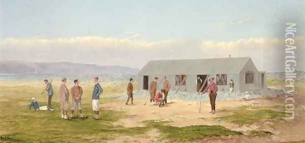 Golfing at Westward Ho Oil Painting - Francis Powell Hopkins