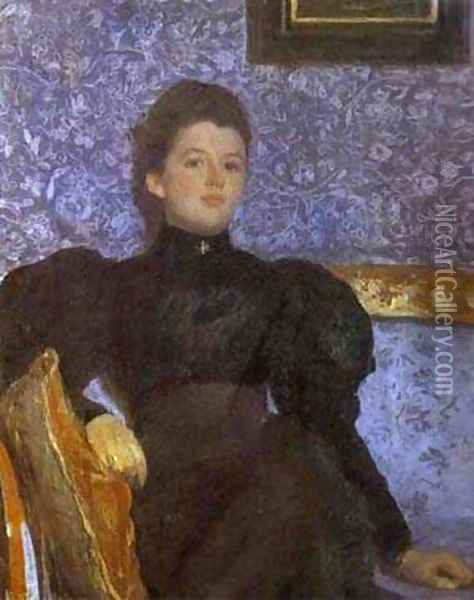 Portrait Of Countess Varvara Musina Pushkina 1895 Oil Painting - Valentin Aleksandrovich Serov