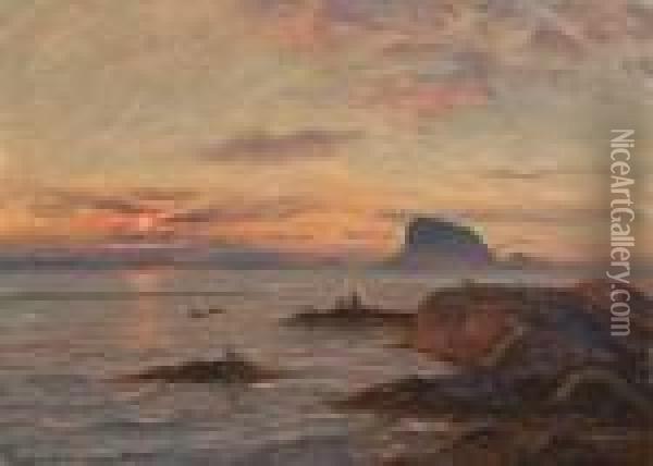 Nord-norge I Aftensol Oil Painting - Thorolf Holmboe