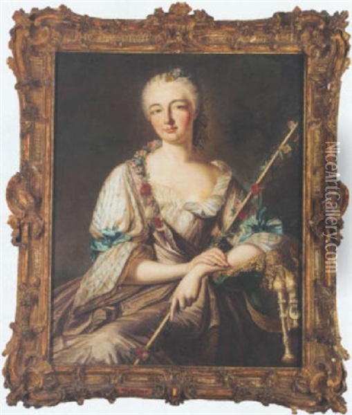 Portrait Of A Lady As A Shepherdess Oil Painting - Antoine Pesne