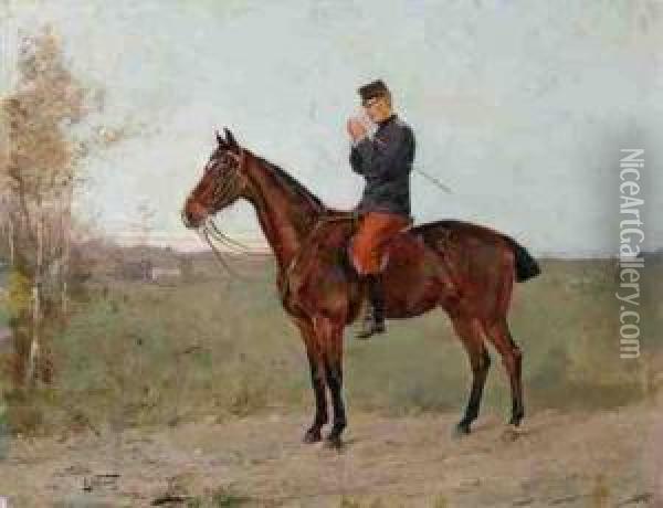 Leutnant Des K.u.k.dragoner-regiments Vi Zu Pferde Oil Painting - Ottokar Walter