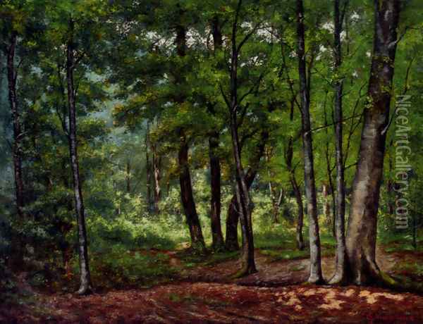 Towards A Woodland Clearing Oil Painting - Charles Vuagniaux
