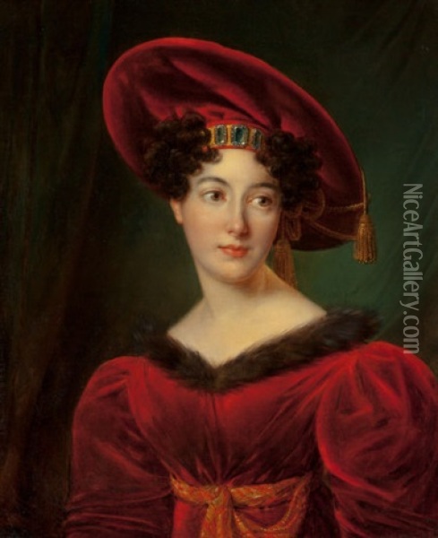 Portrait Of Madame Lestapis (nee Boode), Daughter Of Henry Boode, 1824 Oil Painting - Francois Joseph Kinsoen