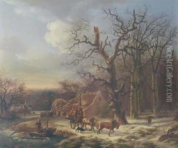 Winterlandschaft. Oil Painting - Abraham Hendrik Winter
