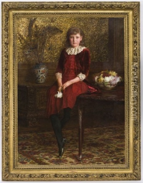 Portrait Of Mabel Galloway, Daughter Of Charles Galloway Oil Painting - Edward John Gregory