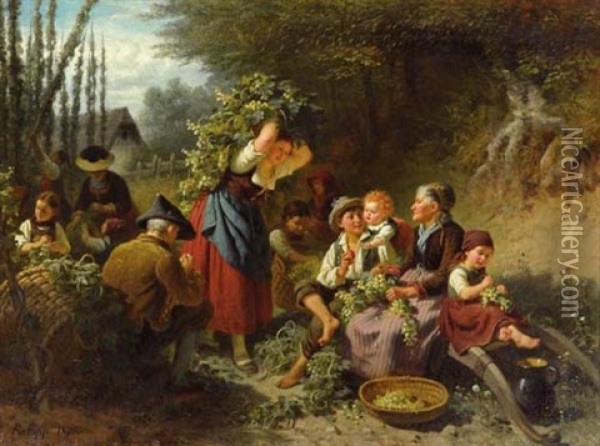 Die Hopfenernte Oil Painting - Rudolf Epp