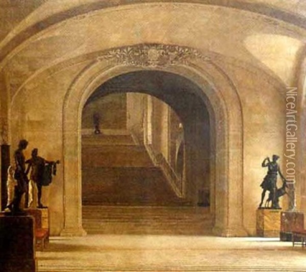 L' Entree De Louvre Oil Painting - Josef Theodor Hansen