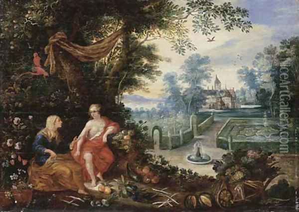 Vertumnus and Pomona Oil Painting - Jan Brueghel the Younger