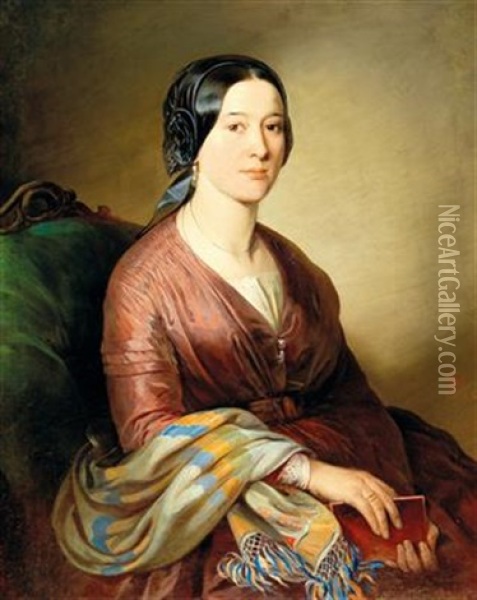 Portrait Of A Lady Oil Painting - Eduard Heinrich
