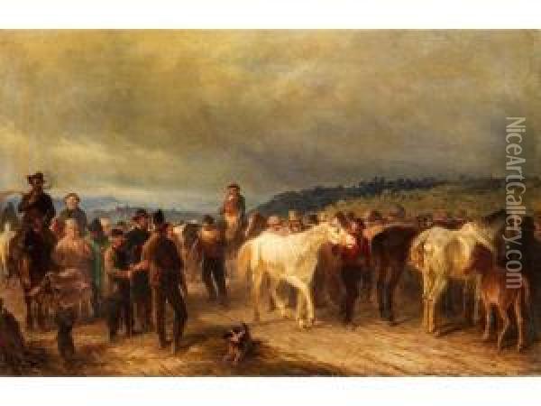 Der Pferdemarkt Oil Painting - Giuseppe Mazzola