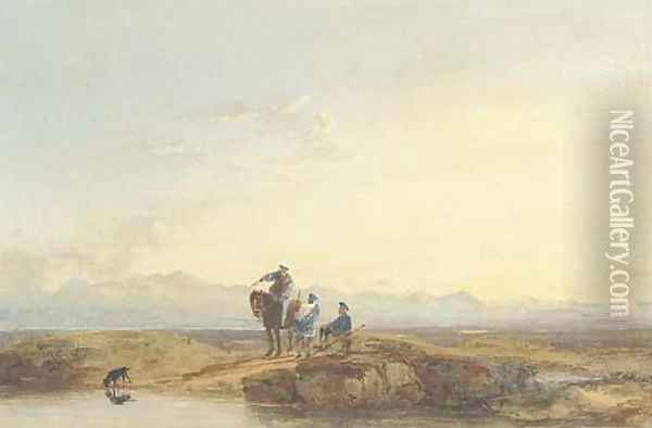 Figures in highland dress Oil Painting - David Cox