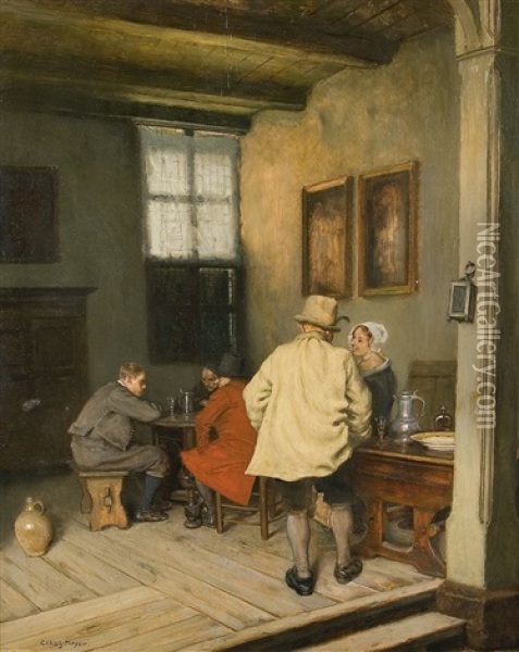 Gesprache In Der Stube Oil Painting - Claus Meyer