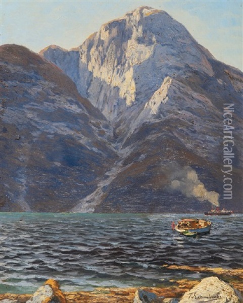 Fiord Oil Painting - Karl Paul Themistocles von Eckenbrecher
