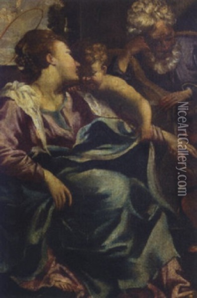 The Holy Family With Saint John The Baptist Oil Painting - Pietro Faccini