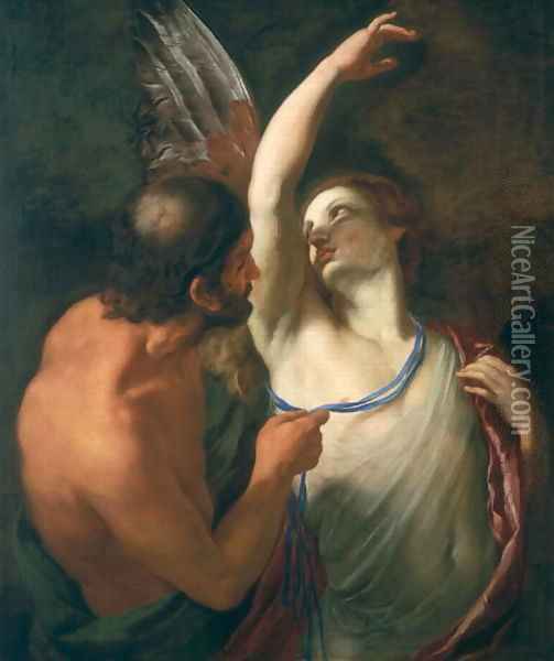 Daedelus and Icarus Oil Painting - Andrea Sacchi
