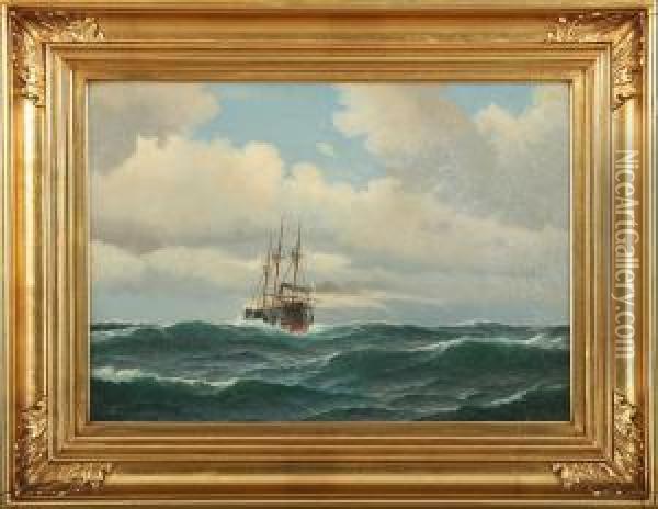 Paddle Steamer Oil Painting - Vilhelm Bille