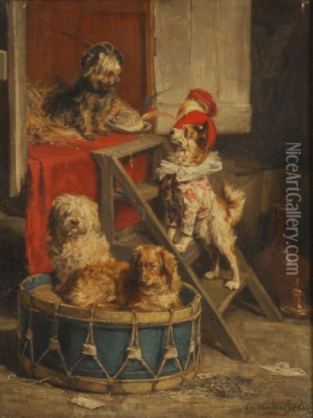 Derriere La Baraque Oil Painting - Charles van den Eycken I