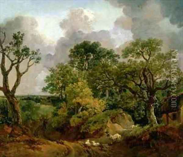Wooded Landscape Oil Painting - Thomas Gainsborough